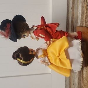 Vintage big eye doll set labeled fortune teller